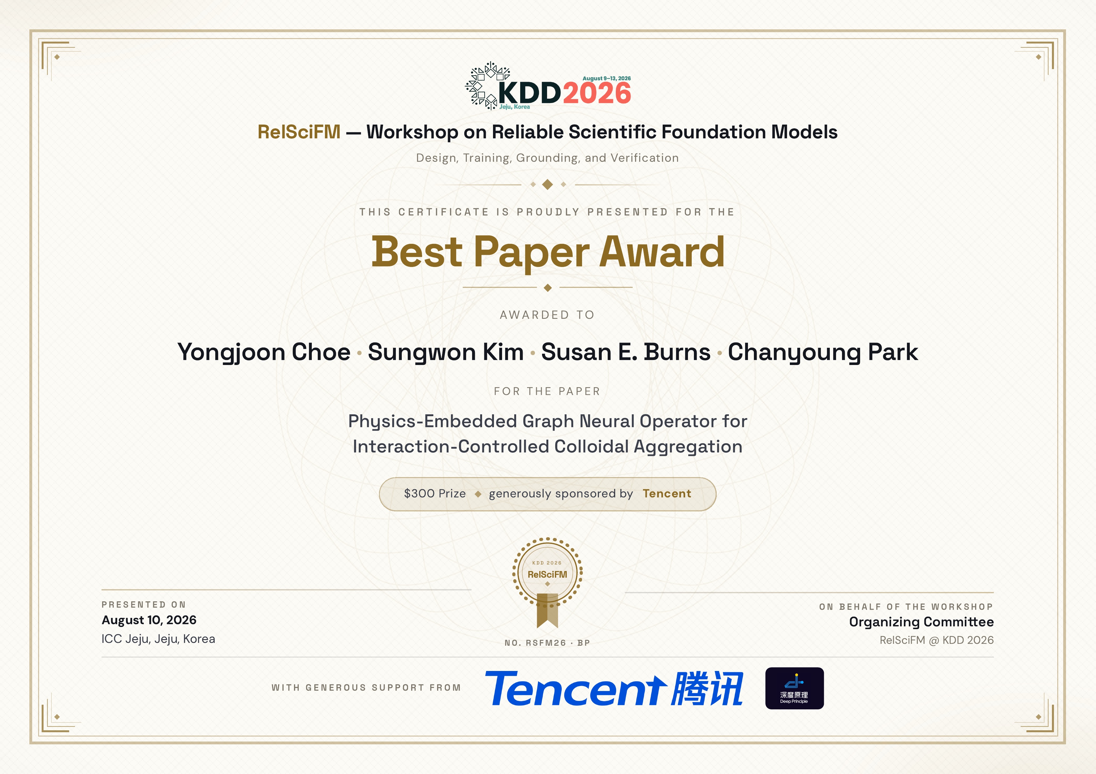 Sungwon recieves an best paper award